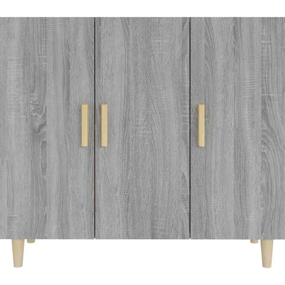 vidaXL Dressoir 90x34x80 cm bewerkt hout grijs sonoma eikenkleurig, foto 4