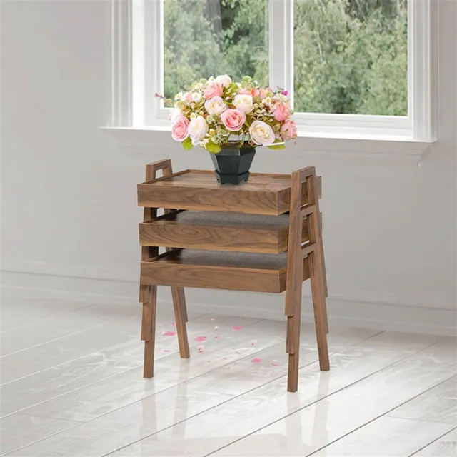 Swiss Homess Swiss Homes | Bijzettafel - 3 Delig Set - Luxe Tafels - MDF | Bruin / Hout