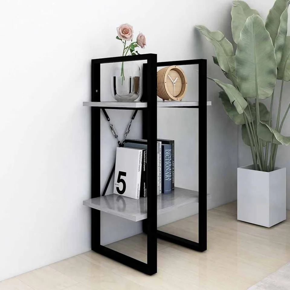 vidaXL Boekenkast met 2 schappen 40x30x70 cm bewerkt hout betongrijs grijs, foto 3