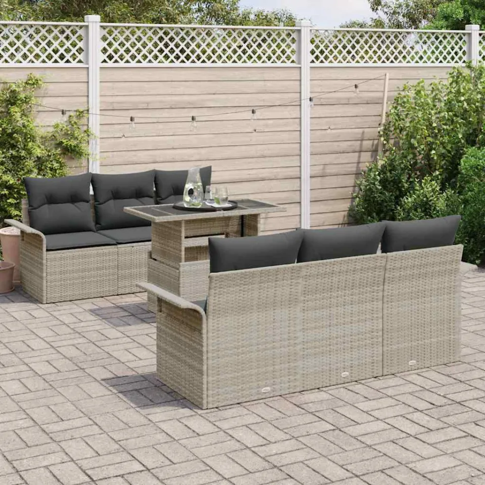 vidaXL Tuin Sofa Set 7 st Lichtgrijs [Synthetisch]: Poly Rattan, foto 3