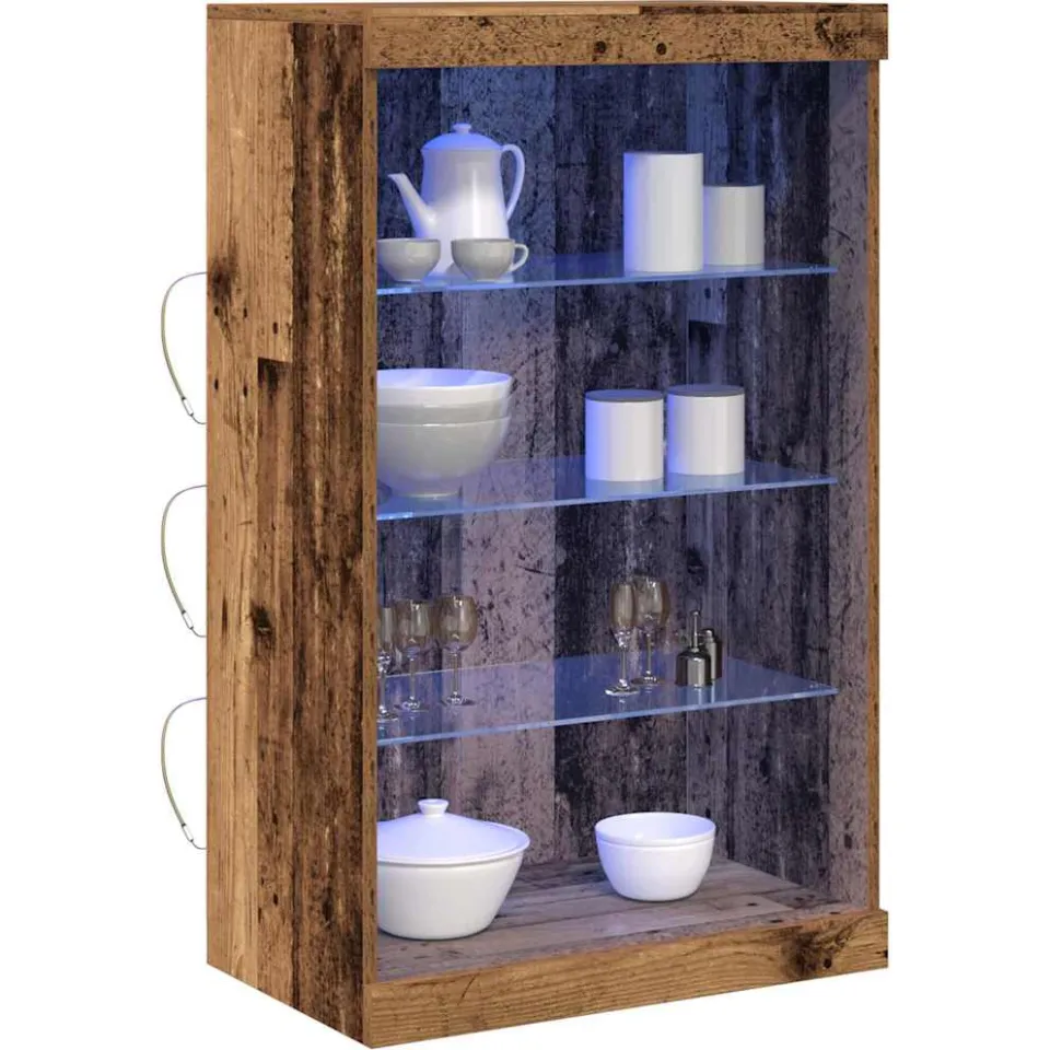 vidaXL LED Sideboard Oudhout 60,5 x 37 x 100 cm Bewerkt hout bruin, foto 2
