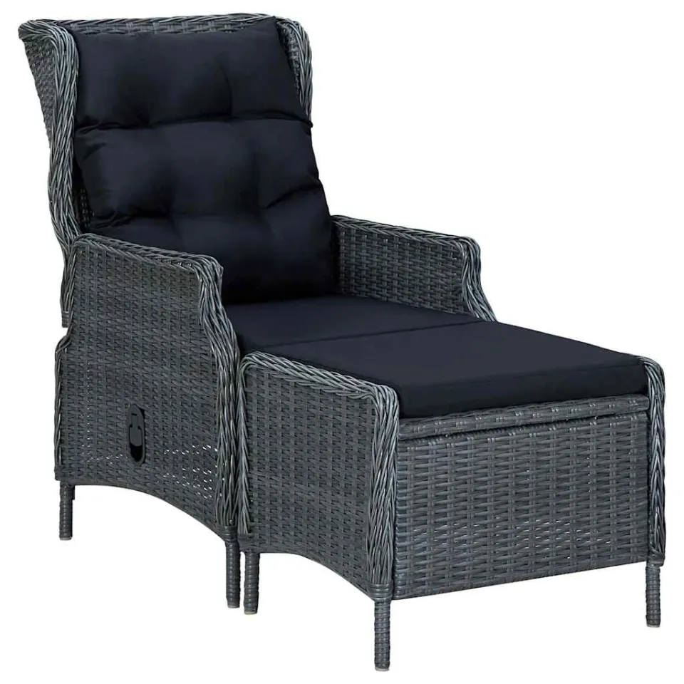 vidaXL 9-delige Tuinset met kussens poly rattan donkergrijs grijs, foto 4