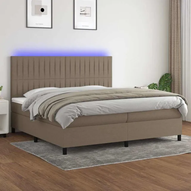 vidaXL Boxspring met matras en LED stof taupe 200x200 cm