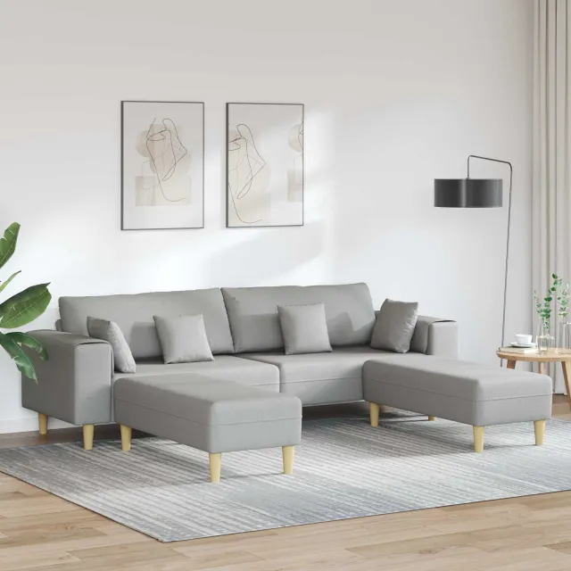 vidaXL Bank 3 st Wolkengrijs Stof