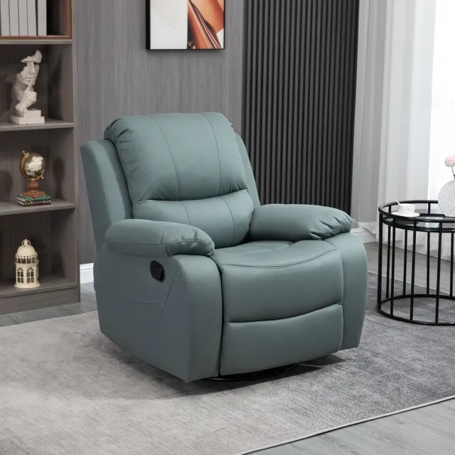 STILVORA Relaxfauteuil 93 x 100 x 98 cm - Handmatig Verstelbare Rugleuning Tot 135 Graden Met Voetensteun En Draaifunctie - Woonkamer En Slaapkamer - Polyester Groen