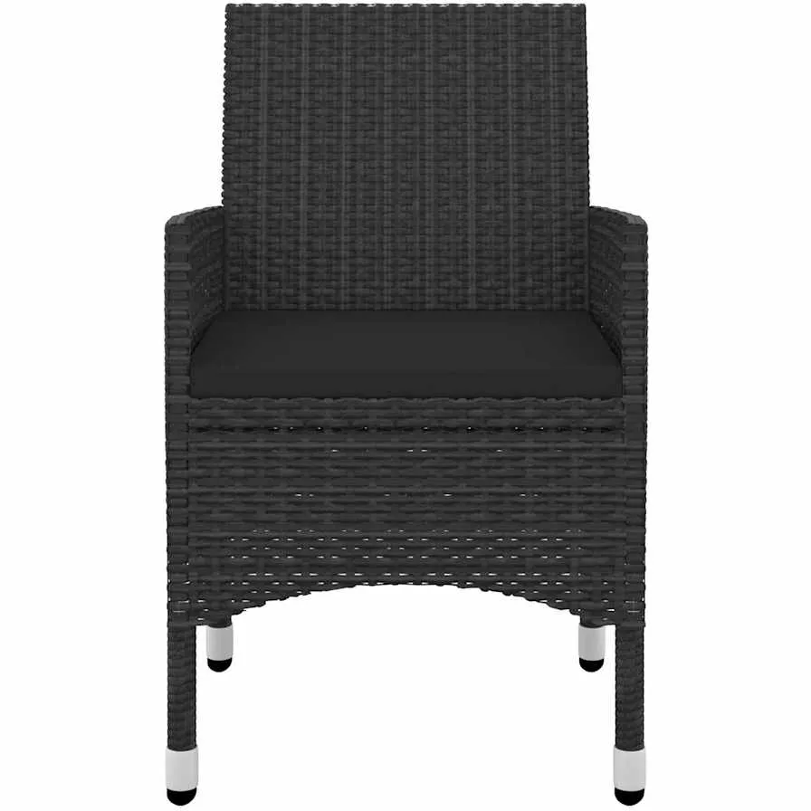vidaXL 3-delige Tuinset met kussens poly rattan en glas zwart, foto 4
