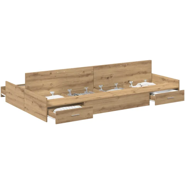 vidaXL Opbergbedframe met lade Artisan Eiken 120 x 200 cm Bewerkt hout Bruin