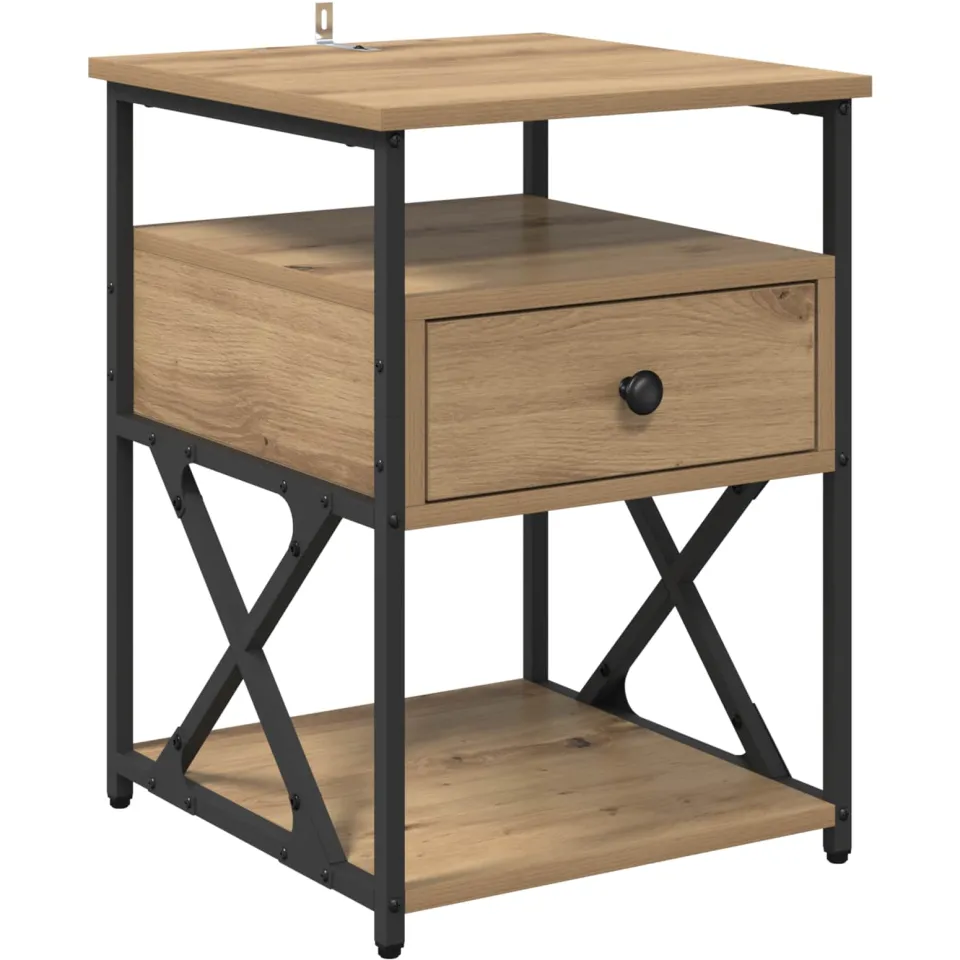 vidaXL Nachtkastje Artisan Eiken 40 x 42 x 55 cm Bewerkt hout, foto 3