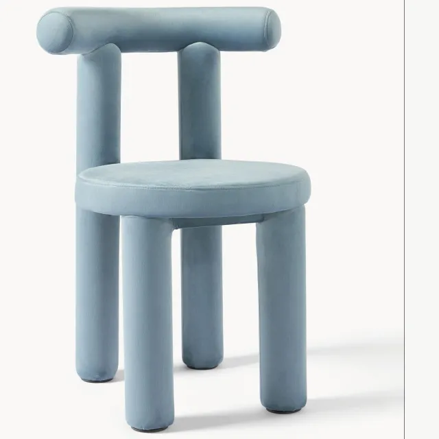 Westwing Collection Fluwelen stoel Calan lichtblauw