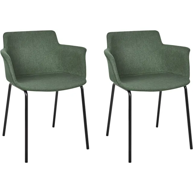 Beliani BELFIELD - Eetkamerstoel set van 2 - Groen - Polyester