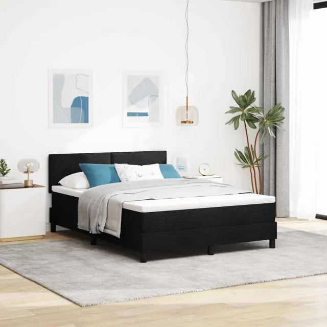 vidaXL Boxspring bed met LED-stripverlichting Zwart 140 x 190 cm Stof