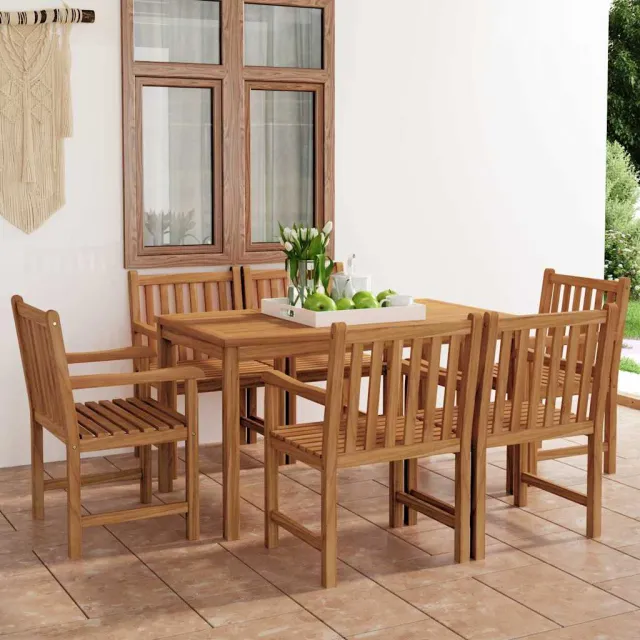 vidaXL 7-delige tuinset 140x80 cm massief teakhout bruin, foto 2