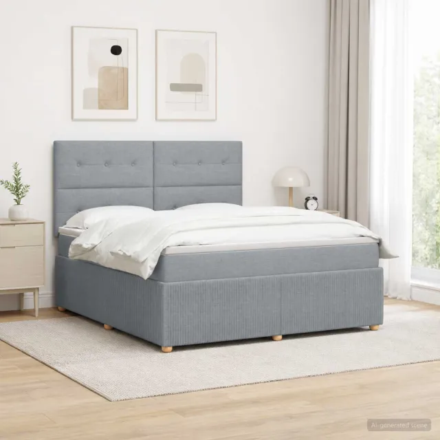 vidaXL Boxspringbed met matras Lichtgrijs 140 x 190 cm Stof