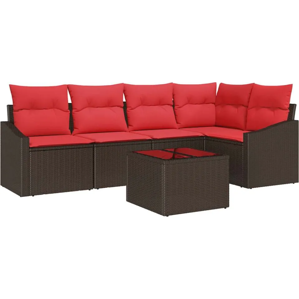 vidaXL Bankstel 6 st Bruin poly rattan