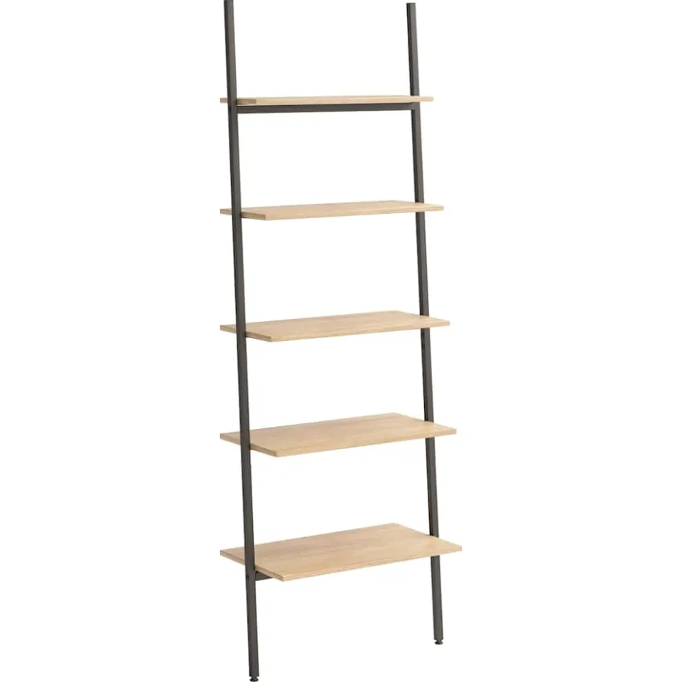 vidaXL Ladderrek met 5 schappen 64x34x185,5 cm lichtbruin en zwart, foto 3