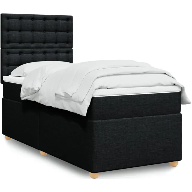 vidaXL Boxspring met matras stof zwart 90x200 cm
