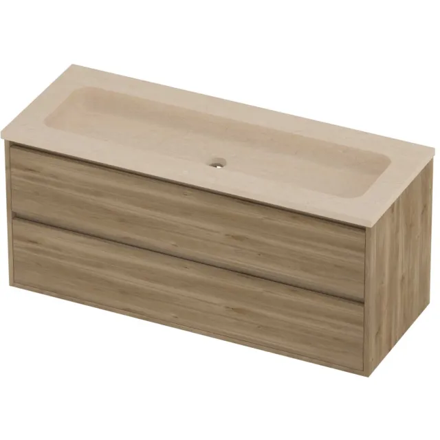Proline Rollo Badmeubelset Hardsteen Elegant Centraal 120x46x54 cm Sand Stone Cider Oak Eiken