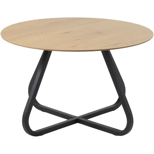 Nest of Nora Ronde eettafel Alma - 120 cm - Eiken melamine met metalen poten - Naturel Zwart
