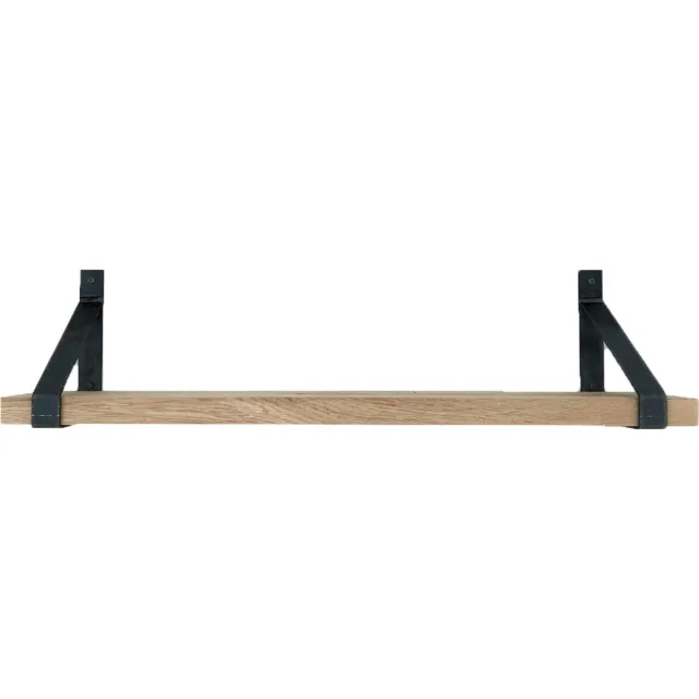 GoudmetHout Wandplank Industrieel - 180 x 25 cm Muurplank - Licht Eiken Hout - Decoratie Wandrek & Boekenrek - Hangplank Keuken - Wall Shelf + 2 Plankdragers van Ruw Staal Licht eiken, zonder coating - 25 cm