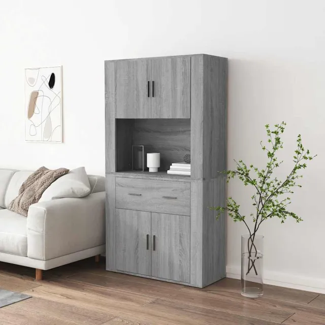 vidaXL Hoge kast bewerkt hout grijs sonoma eikenkleurig, foto 2