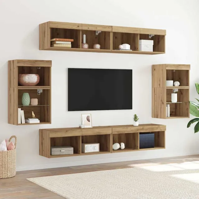 vidaXL Tv-meubelset 8 st 37 x 30 x 70 cm artisanaal eikenkleurig, foto 2