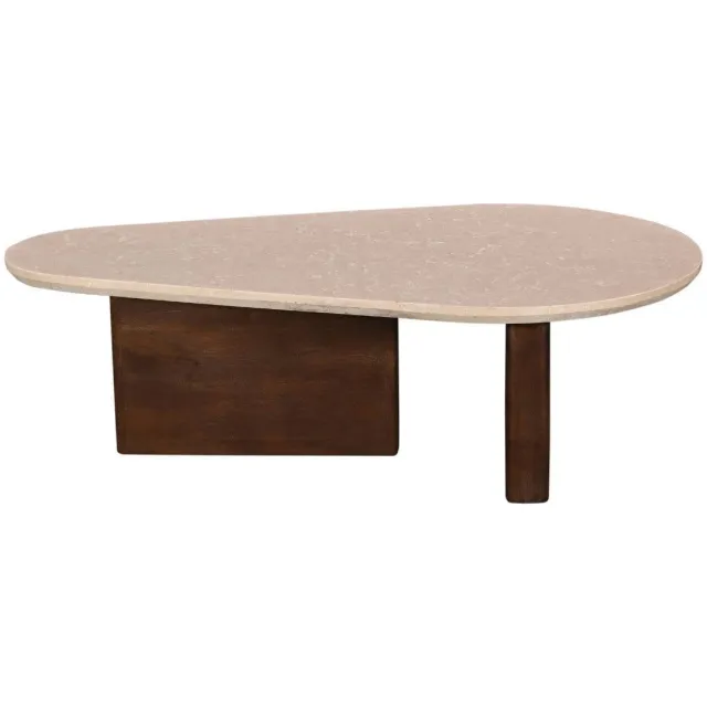 Giga Meubel Salontafel Ayla Organisch - Marmer/Hout - Donkerbruin - 120x70x38cm