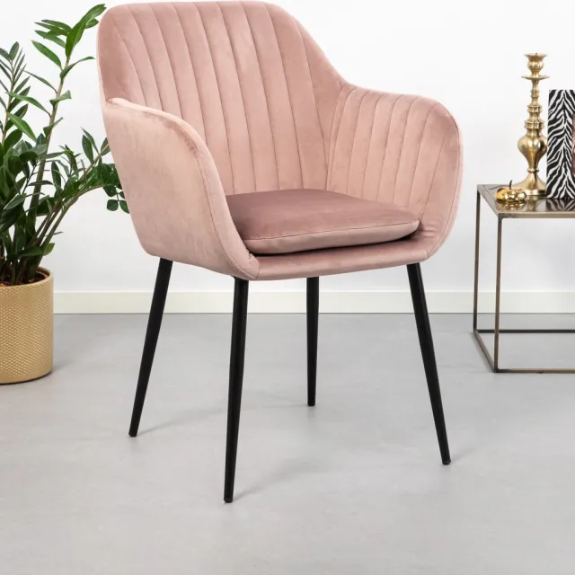 Sohome Eetkamerstoel 'Albin' Velvet, kleur Dusty Rose Roze