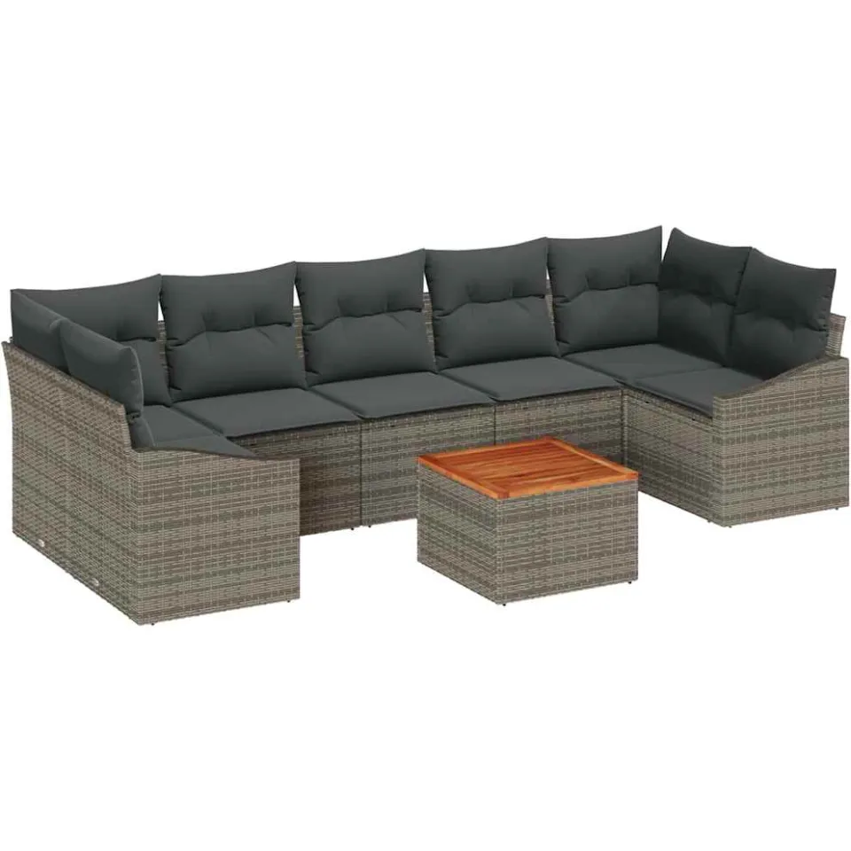 vidaXL Tuinbankenset 8 st Grijs poly rattan