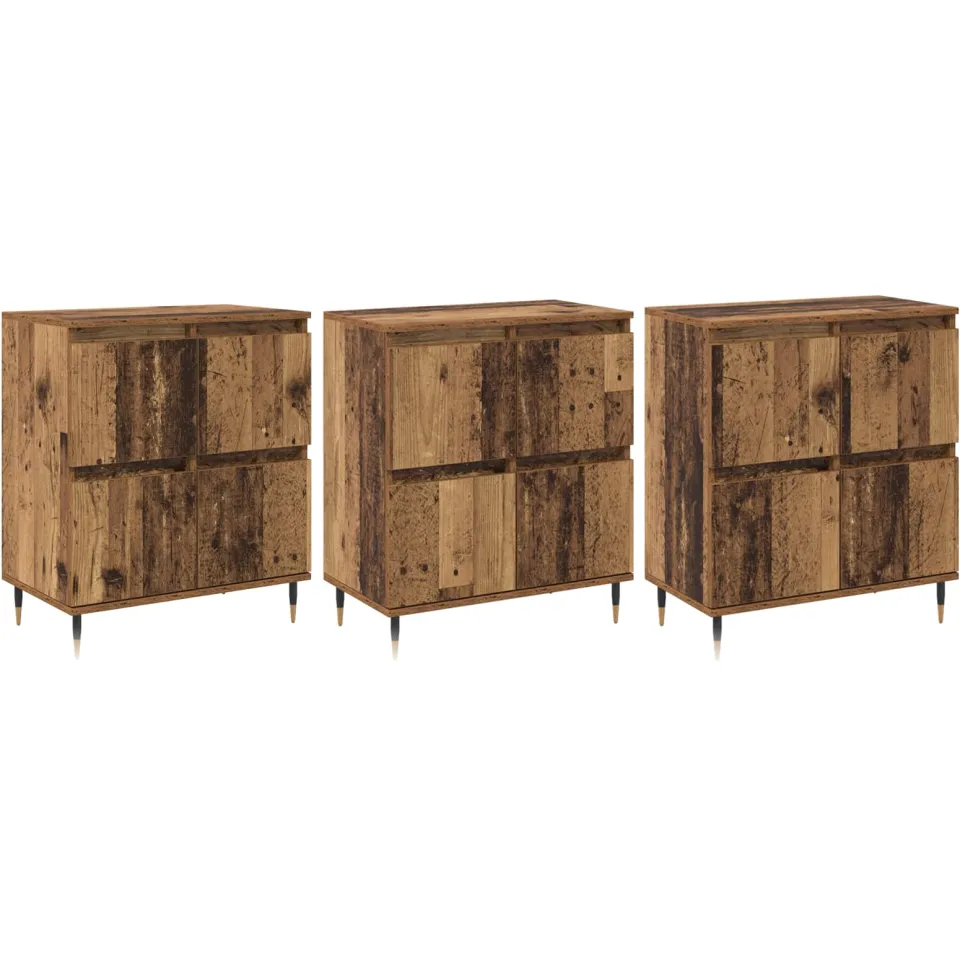 vidaXL Opbergkast 3 st Oudhout 60 x 35 x 70 cm bruin, foto 3
