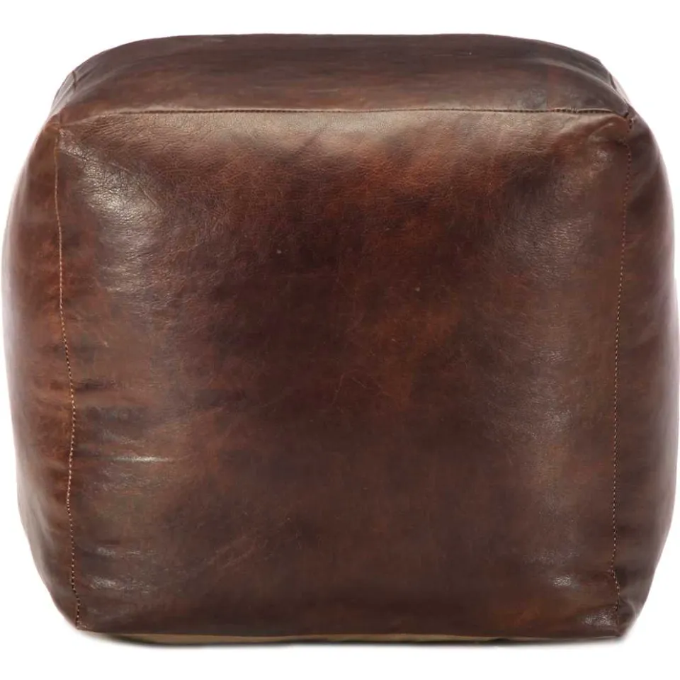 vidaXL Poef 40x40x40 cm echt geitenleer donkerbruin bruin