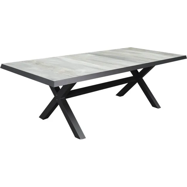 AVH-Collectie New Delhi dining tuintafel 224x103xH72,5 cm met kruispoot antraciet