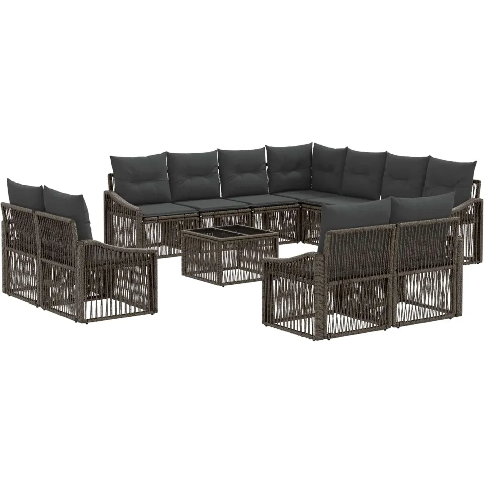 vidaXL Tuinbankenset 12 st 11-zits Grijs poly rattan, foto 3