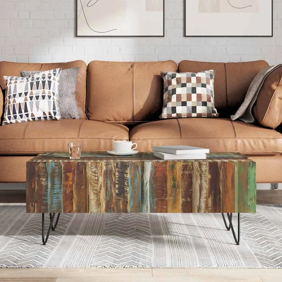vidaXL Salontafel 100x50x38 cm massief gerecycled hout meerkleurig, foto 3