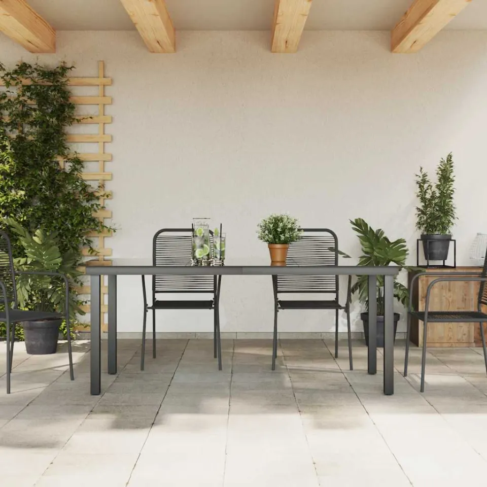 vidaXL Tuintafel 190x90x74 cm aluminium en glas zwart, foto 3