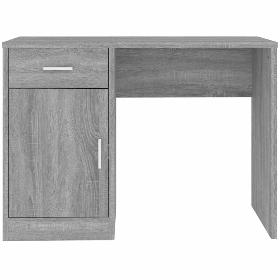 vidaXL Bureau met kast en lade 100x40x73 cm bewerkt hout grijs sonoma, foto 4
