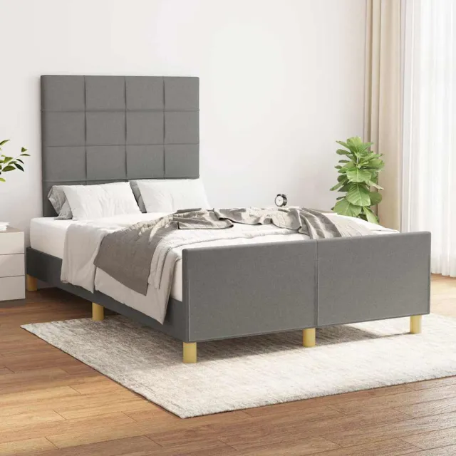 vidaXL Bedframe zonder matras 120x200 cm stof donkergrijs grijs