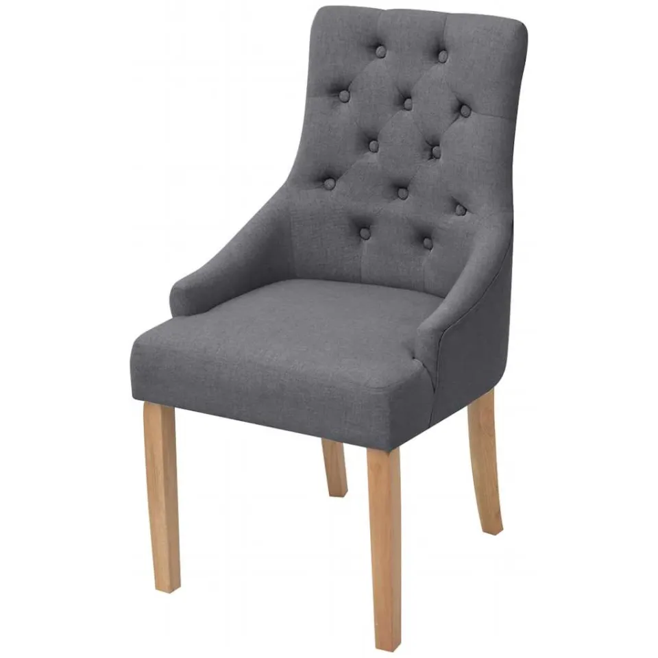 vidaXL Eetkamerstoelen 6 st stof donkergrijs grijs, foto 2