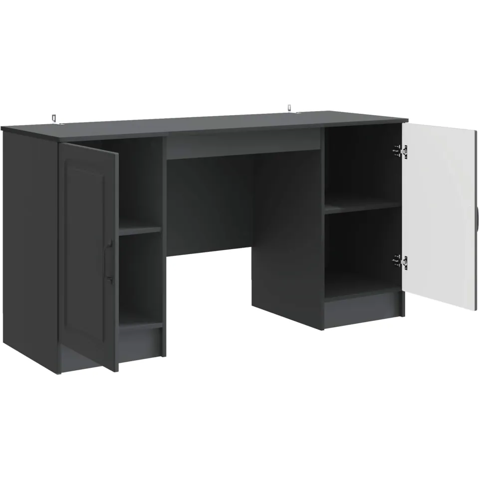 vidaXL Bureau Zwart 142,5 x 50 x 75 cm Bewerkt hout, foto 3