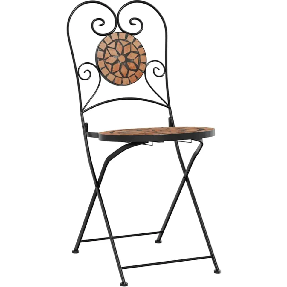 vidaXL Bistroset mozaïek ijzer en keramiek terracottakleurig Oranje