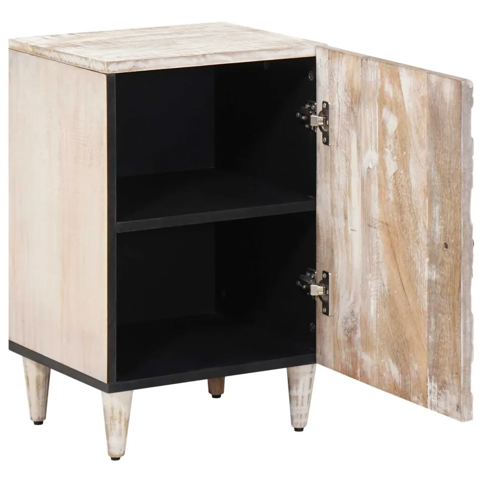 vidaXL Badkamerkast Wit 38 x 33 x 58 cm Massief Mango Hout, foto 2
