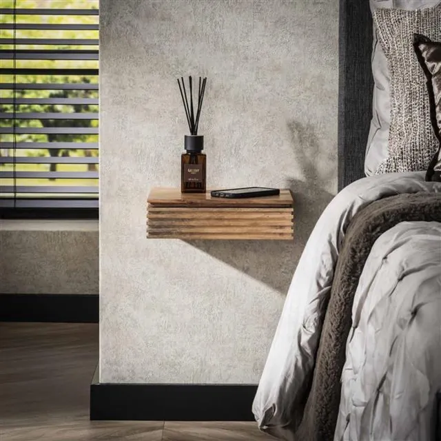 LT-Luce Nachtkastje Layer XS Massief Acacia Naturel 30 x 25 x 8 cm Set van 2 Bruin