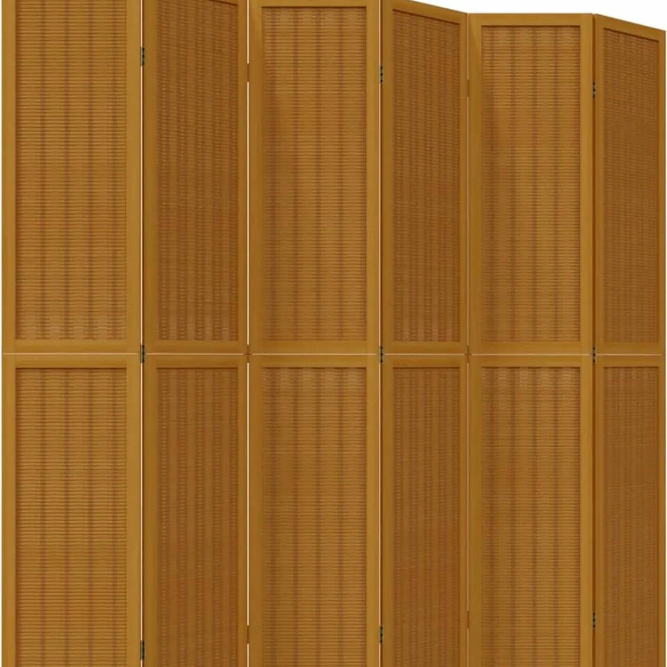 vidaXL Kamerscherm met 6 panelen massief paulowniahout bruin, foto 3