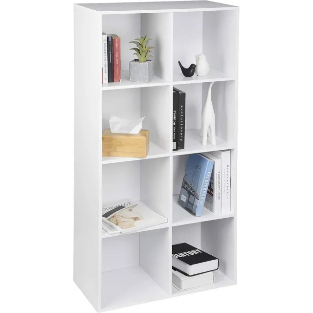 BukkitBow Boekenkast met Vakken (8-Vakken) - Boekenrek voor Woonkamer - Kast voor Slaapkamer en Kinderkamer - 60 x 29,5 x 121 cm - Wit