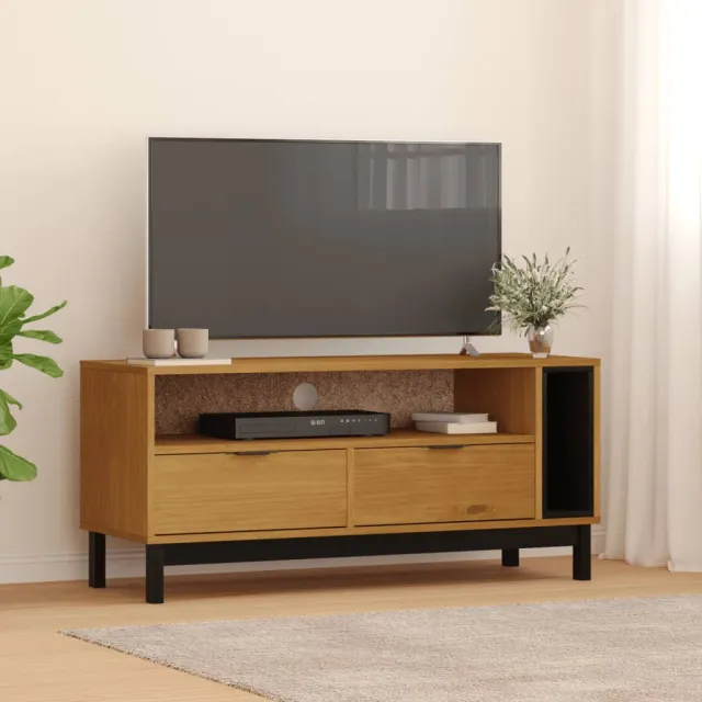 vidaXL TV-meubel FLAM 110x40x50 cm massief grenenhout bruin, foto 2