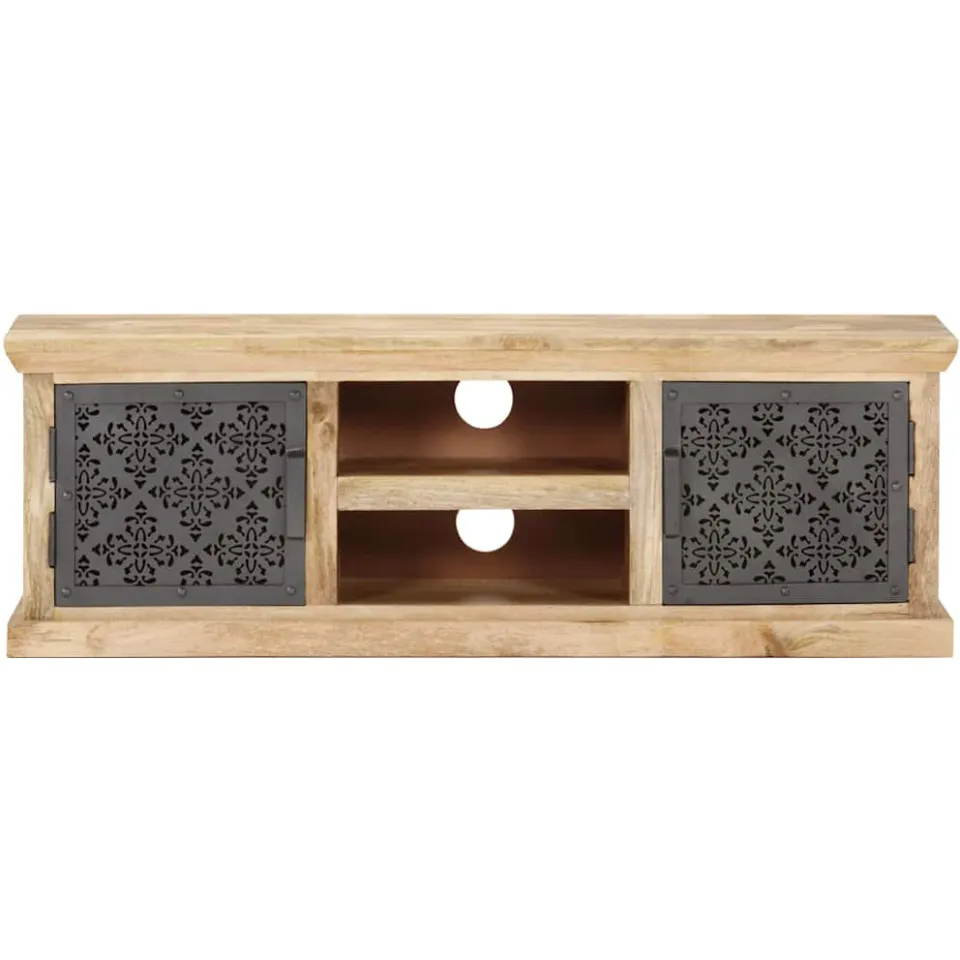 vidaXL Tv-meubel met stalen deuren 120x30x40 cm massief mangohout zwart, foto 3