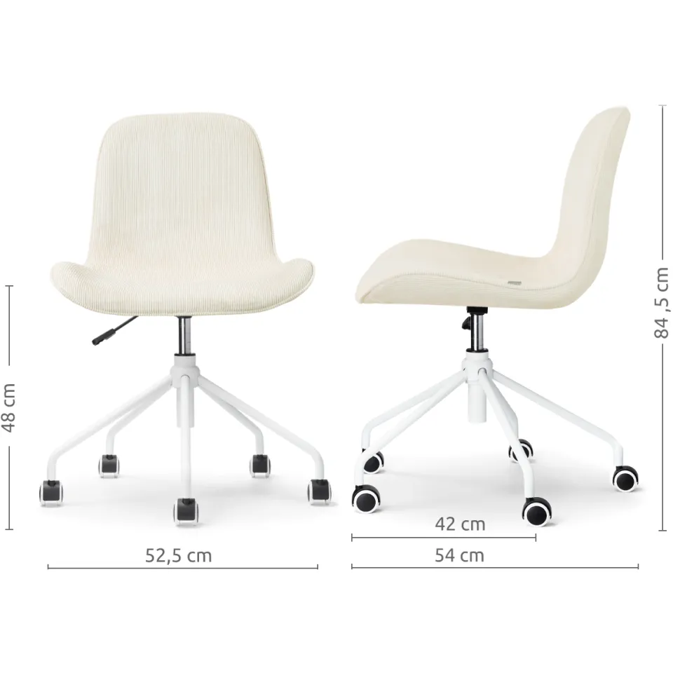 Nolon Nout-Fé bureaustoel rib beige - wit onderstel, foto 3