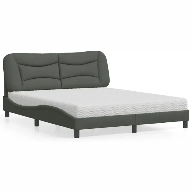vidaXL Bed met matras "Hvar" stof donkergrijs 160x200 cm