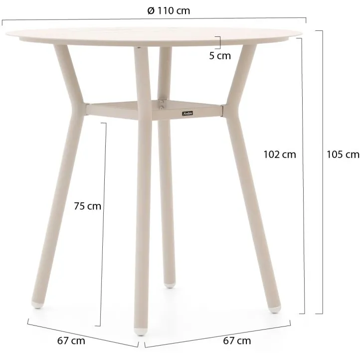 Manifesto Furniture Manifesto Tritoni bartafel ø 110cm (h:105cm) taupe, foto 2