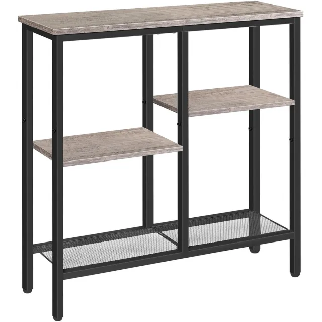 Homesy smalle consoletafel, 75cm bijzettafel, haltafel, kleine presentatietafel, kleine ruimte salontafel, geschikt voor entree, gang, Grijs en zwart