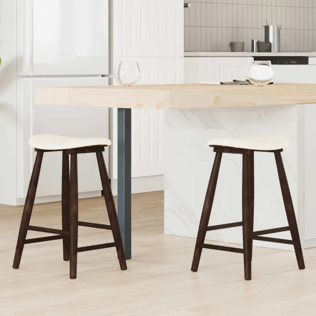 vidaXL Eettafelstoelen 2 st Massief Rubberhout Lichtbruin en licht